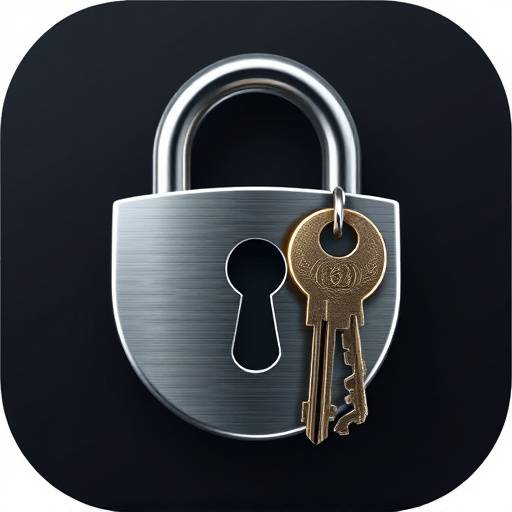 Privacy icon depicting a lock and key, representing data security.